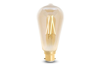 4lite WiZ Connected ST64 Amber White WiFi LED Smart Bulb with B22 Cap for Home Automation