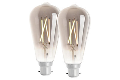 4lite WiZ Connected ST64 LED Smart Filament Bulb Smoky B22 Bayonet Fit Pack of 2