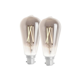 4lite WiZ Connected ST64 LED Smart Filament Bulb Smoky B22 Bayonet Fit Pack of 2