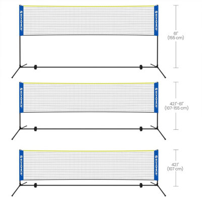 4m Badminton Net, Volleyball Net with Height Adjustable Poles, Portable ...