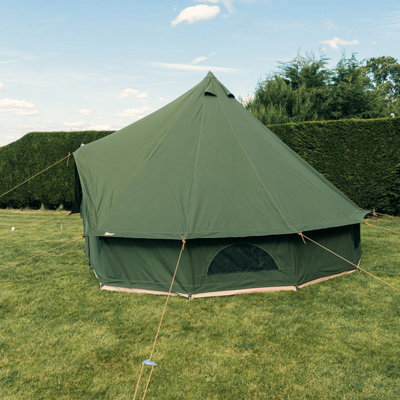4M Bell Tent Olive green with Chimney fitting 100% Cotton Canvas | DIY at  Bu0026Q