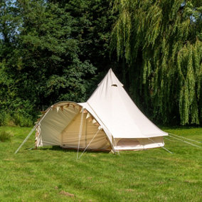 4M Canopy Bell Tent with Detachable Canopy & 100% Cotton Canvas, Free Canopy Bunting