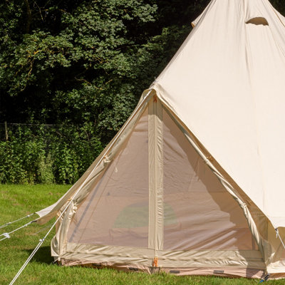 4M Canopy Bell Tent with Detachable Canopy & 100% Cotton Canvas, Free Canopy Bunting
