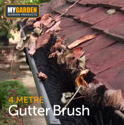 4m Gutter Guard Brush Leaf Protection Filter Clog Removal Down-Pipe Roof Black