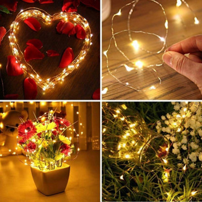 4M Long 40 Warm White LED Lights Micro Rice Silver Copper Wire Indoor Battery Operated String Fairy Lights Christmas