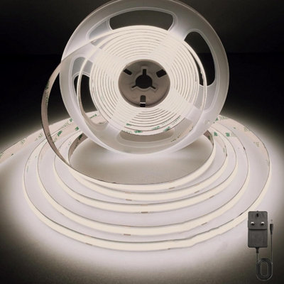 4M Natural White 12V COB LED Strip Lights with 300 LEDs/M 10W/M 1100lm/M CRI 90-92 4000K Ultra Bright & Energy Efficient Lighting