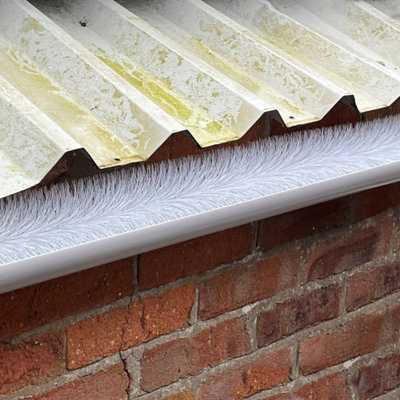 4m White Gutter Brush Leaf & Moss Guard