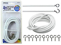 4m White Net Curtain Wire Cord Cable with Hooks and Eyes Fittings Window DoorDIY