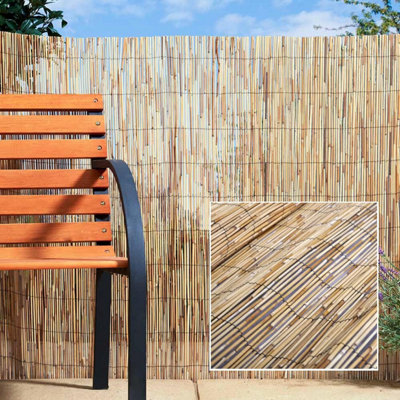 4m Wide Natural Peeled Reed Screening Roll, Garden/Patio/Balcony ...