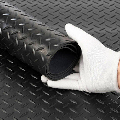 4m x 1.2m Diamond Rubber Flooring Matting Roll 3mm Thick Non-Slip Mat ...