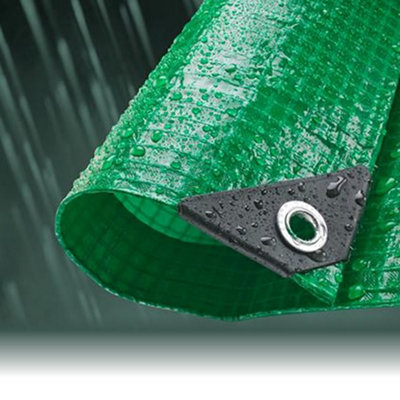 4M x 10M GREEN MONO COVER WATERPROOF TARPAULIN SHEET TARP COVER WITH EYELETS