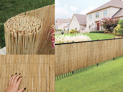 4m x 1m Bamboo Screening Roll Panel Natural Fence Peeled Reed Fencing ...
