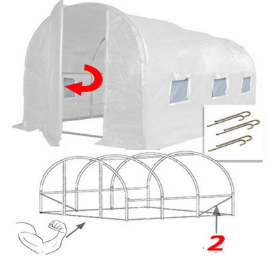 4m x 2m + Anchorage Stake Kit (13' x 7' approx) Pro+ White Poly Tunnel
