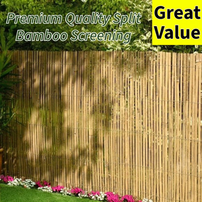 4m x 2m Bamboo Split Slat Fencing Screening Rolls for Garden Outdoor Privacy
