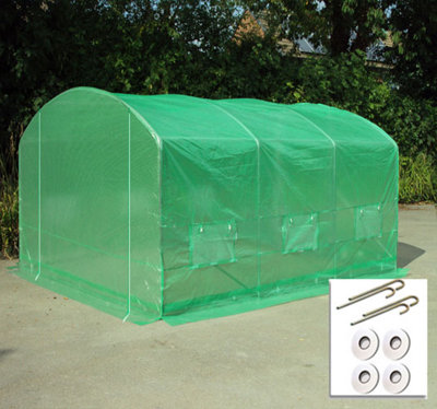 4m x 3.5m + Ground Anchor Kit (13' x 11.5' approx) Pro Max Green Poly Tunnel