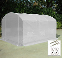 4m x 3.5m + Ground Anchor Kit (13' x 11.5' approx) Pro Max White Poly Tunnel