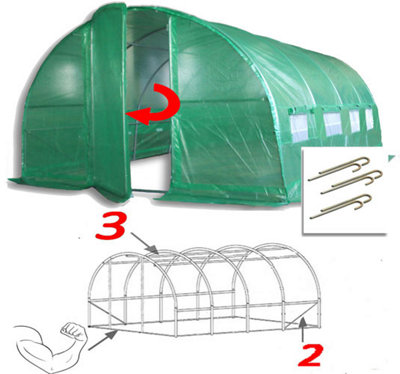 4m x 3m + Anchorage Stake Kit (13' x 10' approx) Pro+ Green Poly Tunnel