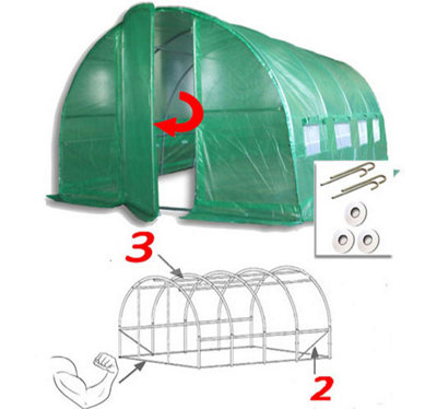 4m x 3m + Ground Anchor Kit (13' x 10' approx) Pro+ Green Poly Tunnel