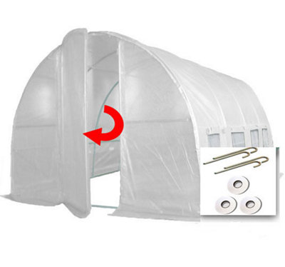 4m x 3m + Ground Anchor Kit (13' x 10' approx) Pro+ White Poly Tunnel