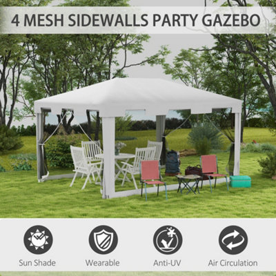 4m x 3m Party Tent Wedding Gazebo Outdoor Waterproof PE Canopy Shade w/ Panel - 4