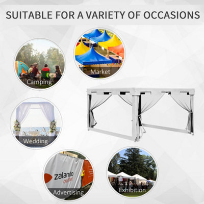 4m x 3m Party Tent Wedding Gazebo Outdoor Waterproof PE Canopy Shade w/ Panel - 7
