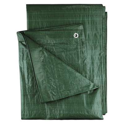 4m x 4m Waterproof HARD WEARING tarpaulin/tarp cover up/camping groundsheet,ROYAL GREEN blends into the garden enviroment