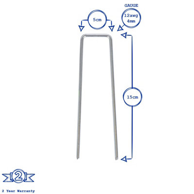4mm (12 gauge) Weed Membrane Pegs - 15cm - Pack of 40 - 3