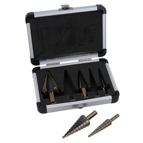 4mm - 35mm HSS - G Step Drill Cone Conical Cutter Drill Bits 5pc Set In Case
