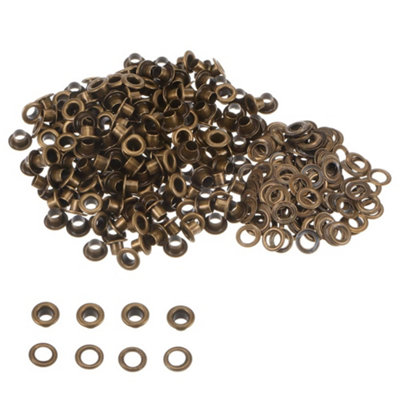 4mm Brass Eyelets with Washers, Rust-Proof Grommets, Bronze - 100pcs