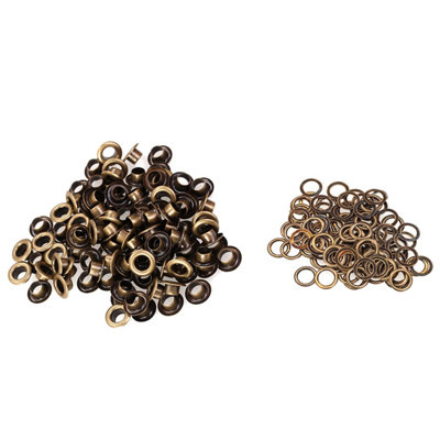 4mm Brass Eyelets with Washers, Rust-Proof Grommets, Bronze - 100pcs