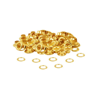 4mm Brass Eyelets with Washers, Rust-Proof Grommets, Gold - 100pcs