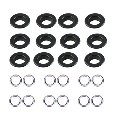 4mm Brass Eyelets with Washers, Rust-Proof Grommets, Matt Black - 100pcs