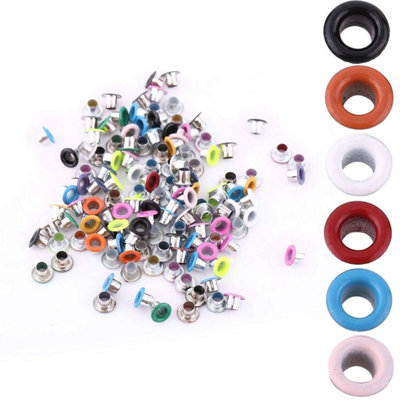 4mm Brass Eyelets with Washers, Rust-Proof Grommets, Mix Colours - 100pcs