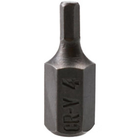 4mm Hex Allen Key Bit 30mm Length 10mm Shank Chrome Vanadium Hardened Tip