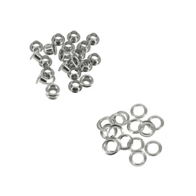 4mm Long Barrell Eyelets with Washers, Silver, 100pcs