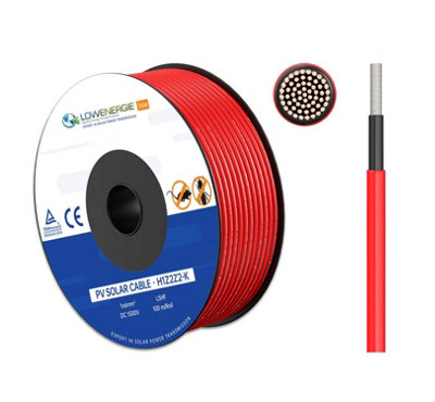 4mm Solar Photovoltaic PV Cable, H1Z2Z2-K Double insulated 1800V high performance Red 1m