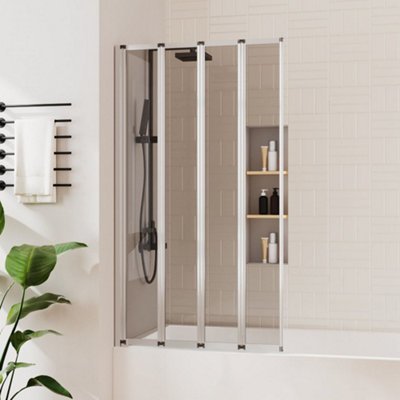 4mm Toughened Safety Glass 4-Fold Grey Glass Shower Screen