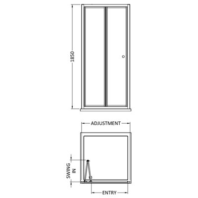 4mm Toughened Safety Glass Reversible Bi-Fold Shower Door - 800mm - Chrome
