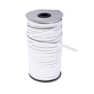 4mm Wide Flat Elastic Band, Stretchable Elastic Cord Flat Tape, White - 25 metres