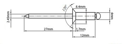 4mm x 12mm - Pack of 50 - ISO 15978 - Blind Pop Rivet Countersunk Head ...