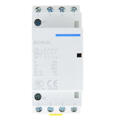 4P 4NO 20A DIN Rail Mounted Household AC Contactor