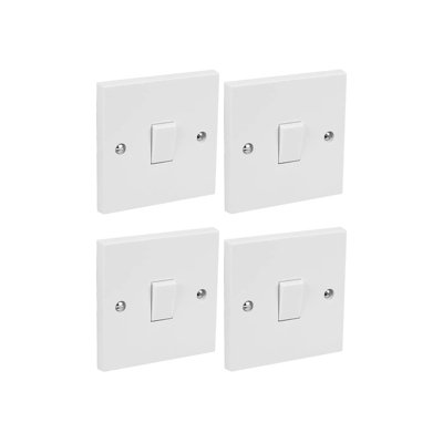 4Pack Slim 10A 1 Gang 1 Way Light Switch White