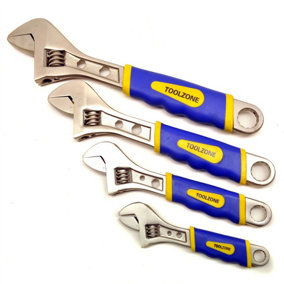 4pc Adjustable Spanner / Monkey Pipe Wrench Set Covers Range 0-36mm