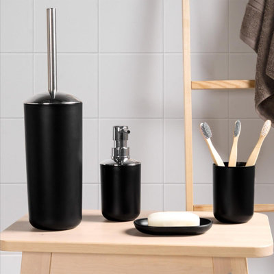 4PC Bathroom Accessories Set Soap Dispenser Holder Tumbler Toothbrush - 5