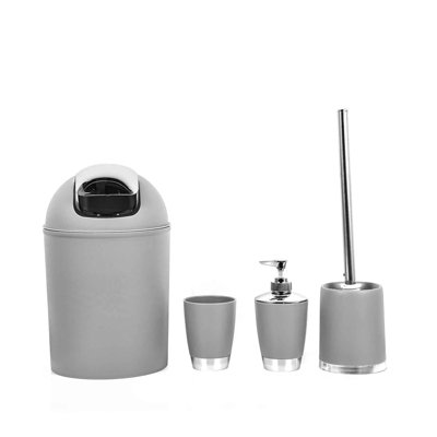 4PC Bathroom Accessories Set - White/Gray