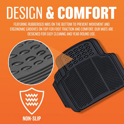 4Pc Black Heavy Duty Premium Universal Rubber Mat Set Van Car Strong ...