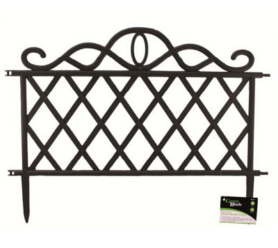 4pc Black Lattice Plastic Flexible Garden Lawn Grass Edging Picket Border Panel Plastic Wall Fence Décor