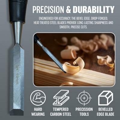 4pc Carpenters Wood Chisel Set Tools Handle Diy Workshop Carve Hand ...