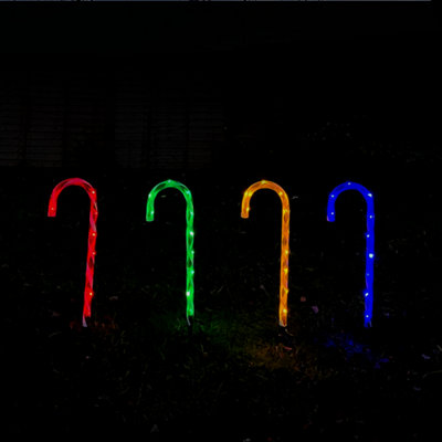 4pc Christmas Candy Cane Garden Lights - 4
