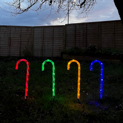 4pc Christmas Candy Cane Garden Lights - 5